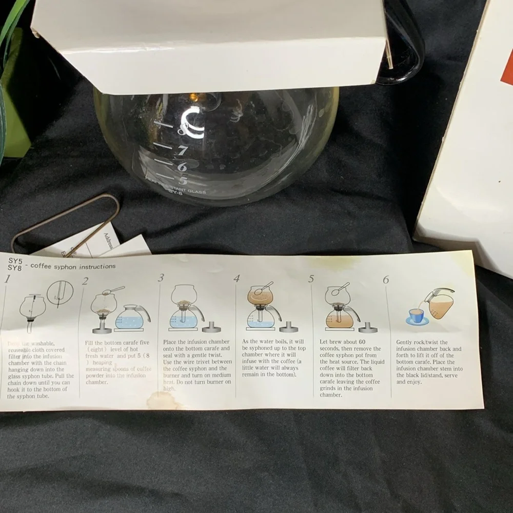 YAMA 8 cup glass vacuum brew stovetop siphon coffee maker made in Taiwan - Picture 3 of 9